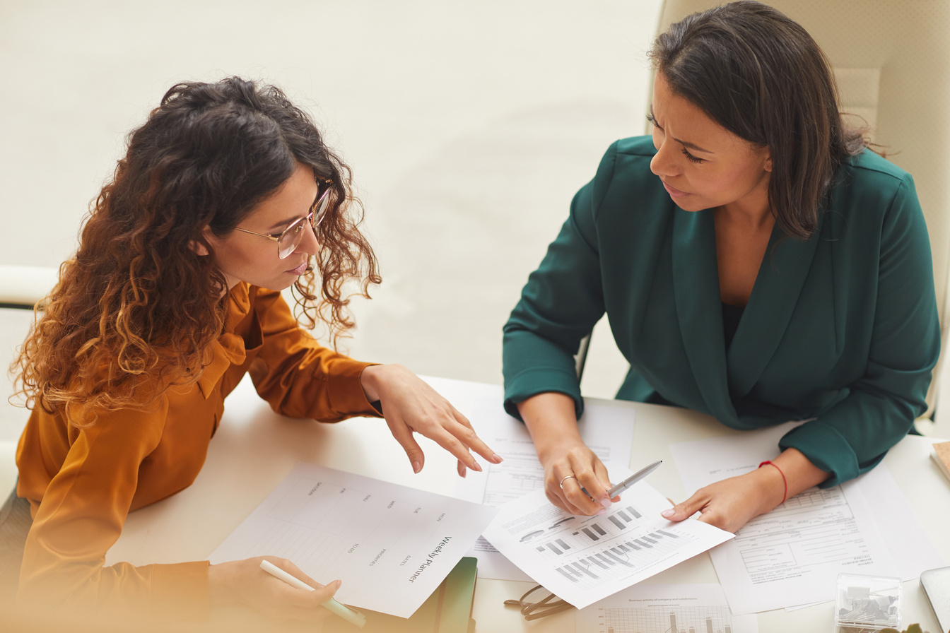 Two Budinesswomen Working In Pair